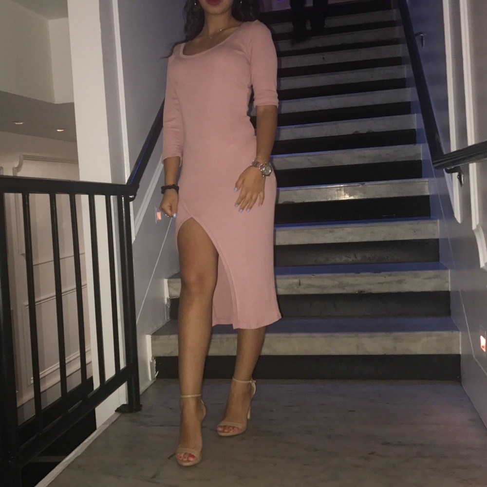 Pink midi dress fashion nova size XS